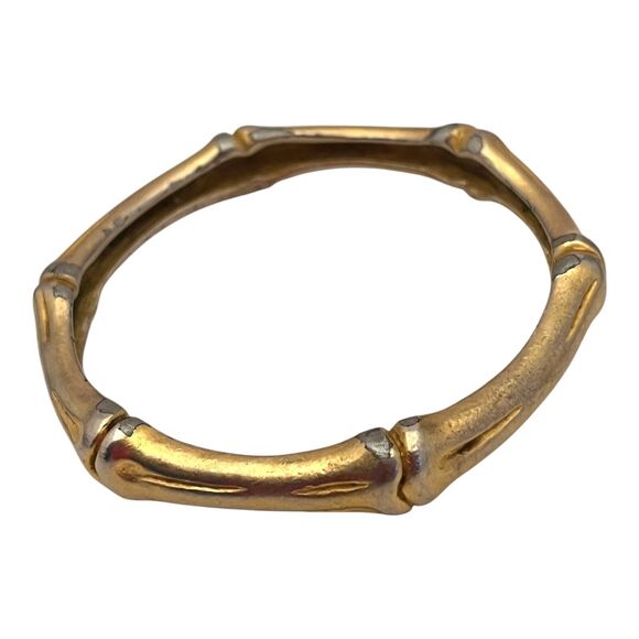 Vintage Signed Givenchy Bracelet Gold Tone Bamboo Design Bangle 8M - Picture 4 of 8